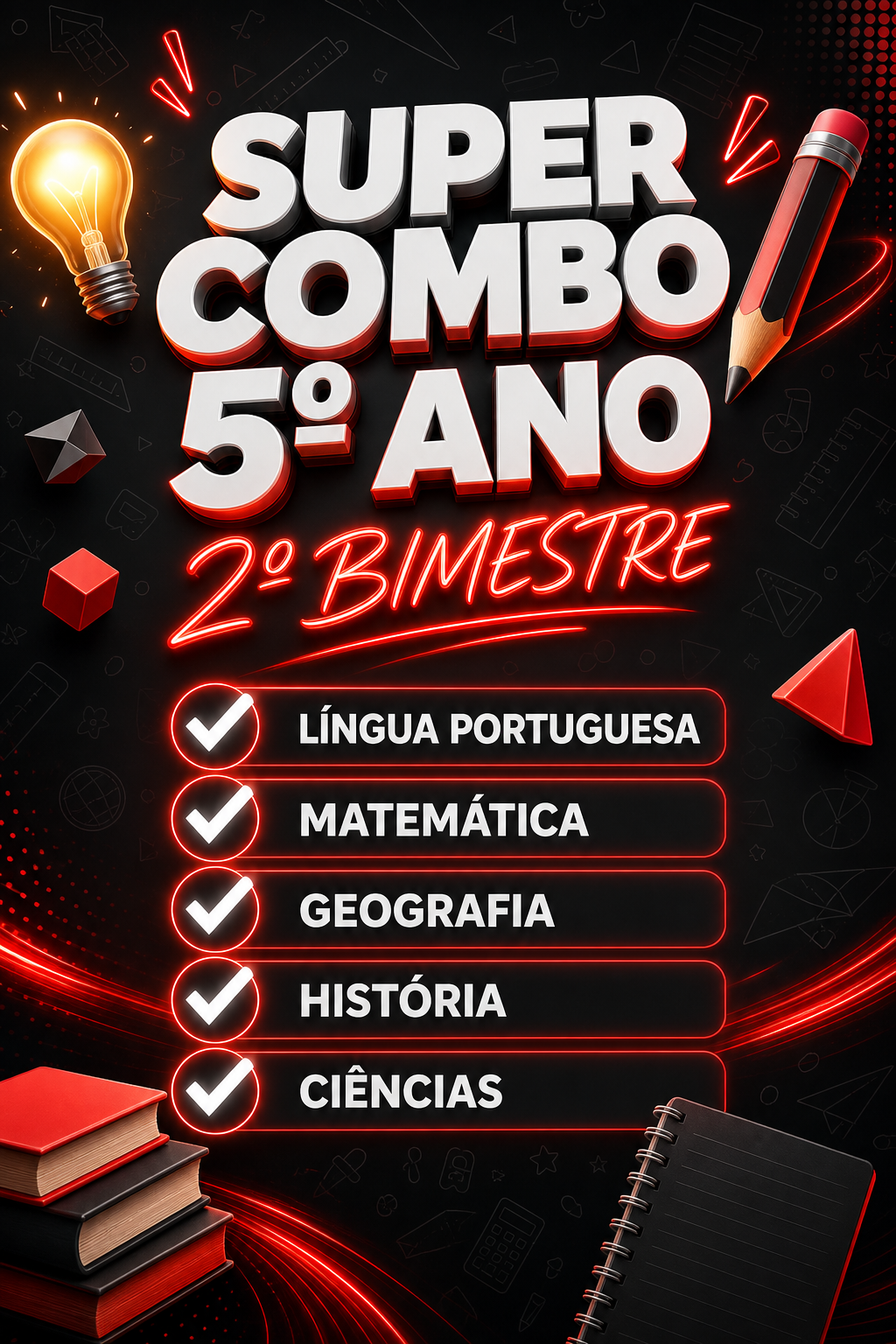 SUPER COMBO - 5 avaliações - 5° ano - 2° bimestre