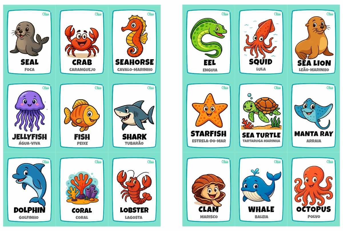 Magic Word Cards - SEA ANIMALS